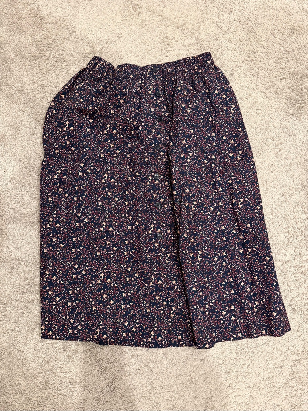 LOFT Navy Floral Skirt